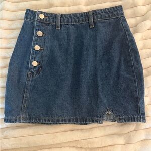 Denim Button-Front Skirt